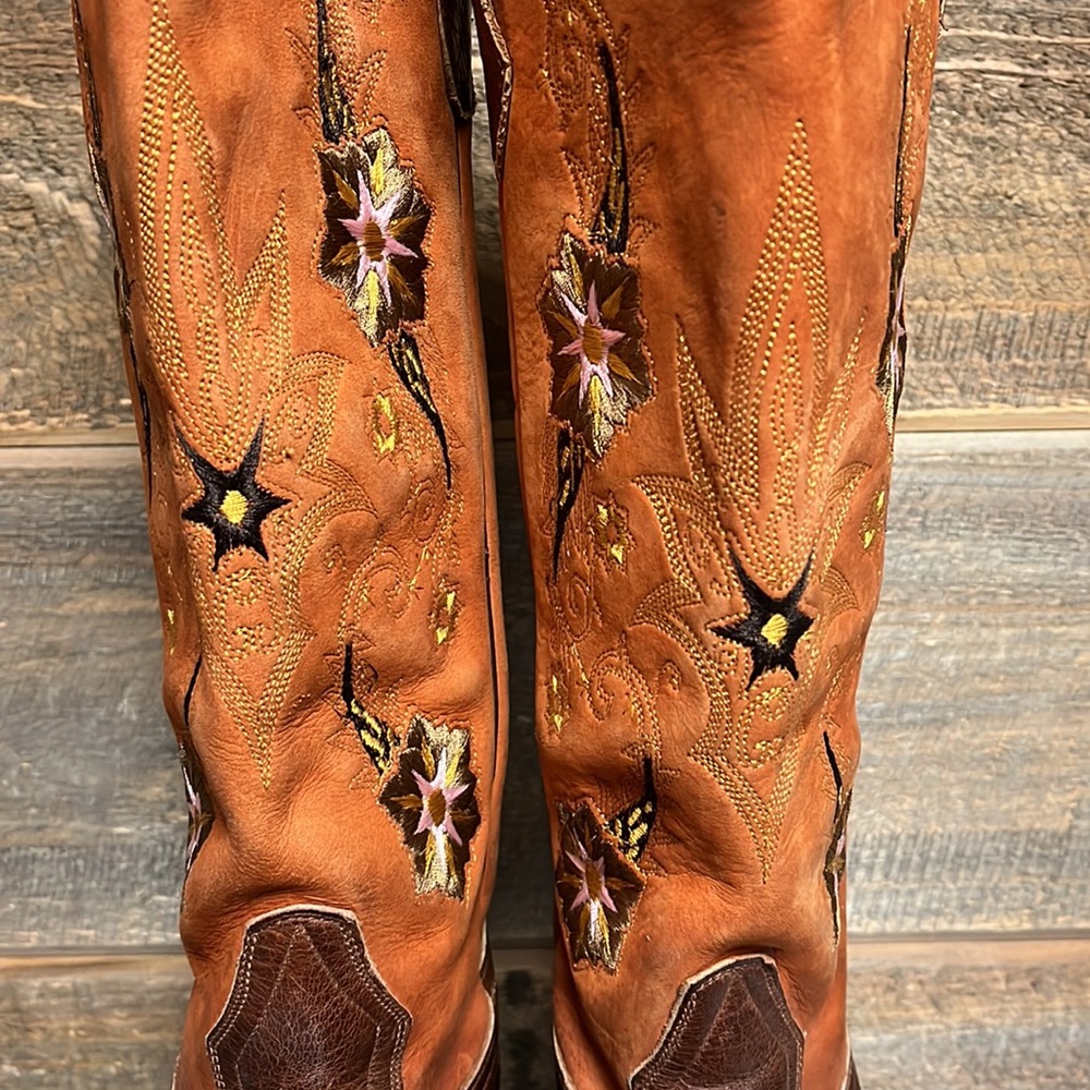 Sonora by Double H Boots Womens 9 Western Floral Embroidered Leather Cowgirl OSU - Picture 12 of 16